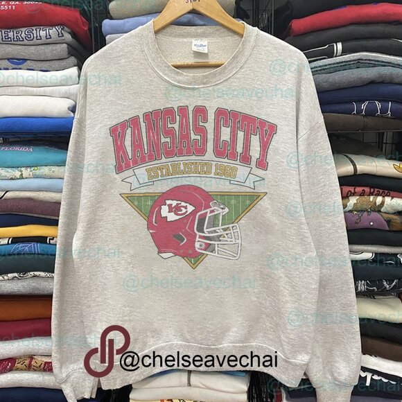 Vintage 90's Kansas City Chiefs Style Retro Sweater, Kansas City Football Shirt - Picture 1 of 2